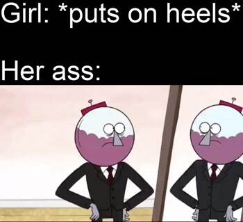 Girl puts on heels