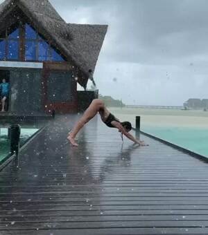 Yoga in the rain
