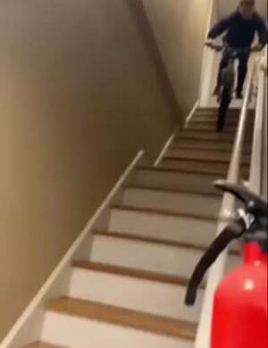 Down the steps