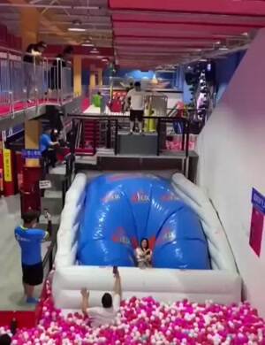 Awesome jump into the balls