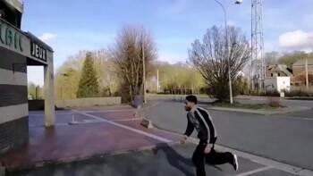 showing off some parkour skills