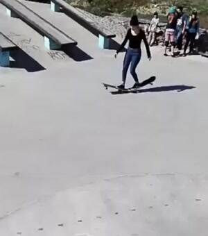 this girl knows how to skateboard