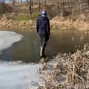 showing off his ice walk