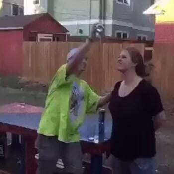 smashing a beer