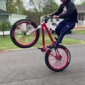showing off some bike tricks