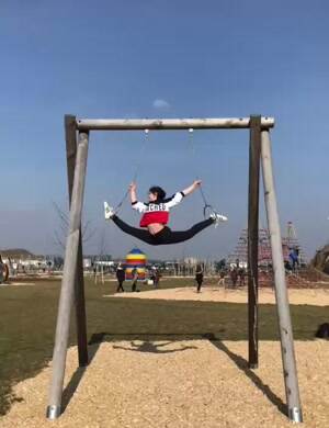 Practicing my splits up high