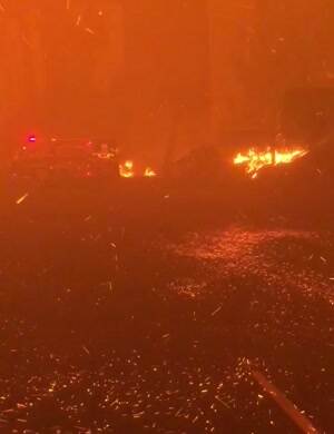 Car forest Fire in California