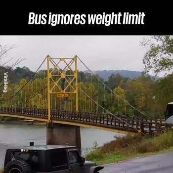 Bus driver ignores weight limit on bridge