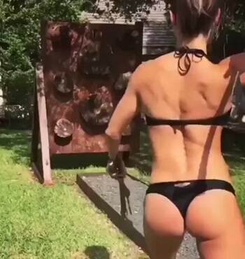 This girl has some skills with the ax