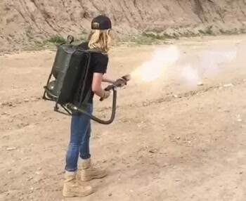 Just out playing with her new flame thrower