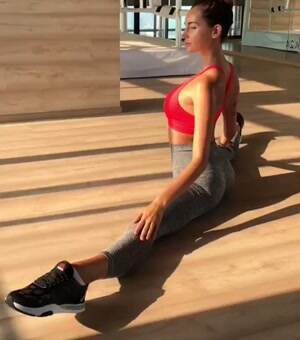 Showing off her splits