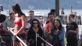 Pole vaulter Allison Stokke at a 2016 exhibition match