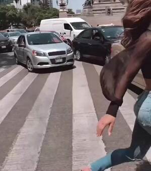 Stefanie Knight Running across the street