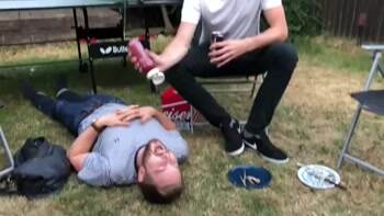 He must really love ketchup