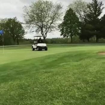 Catching some air in a golf cart