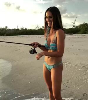 Cute girl fishing