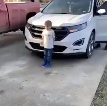 This little boy is excited about his christmas present