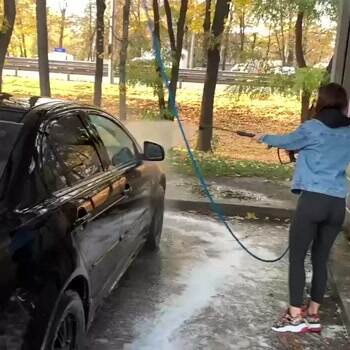 Just washing her car