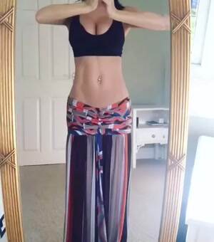 Showing off her abs