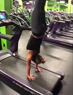 Walking on her hands