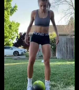 Soccer player Paige Almendariz works on her freestyle skills