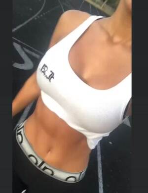 working on her abs